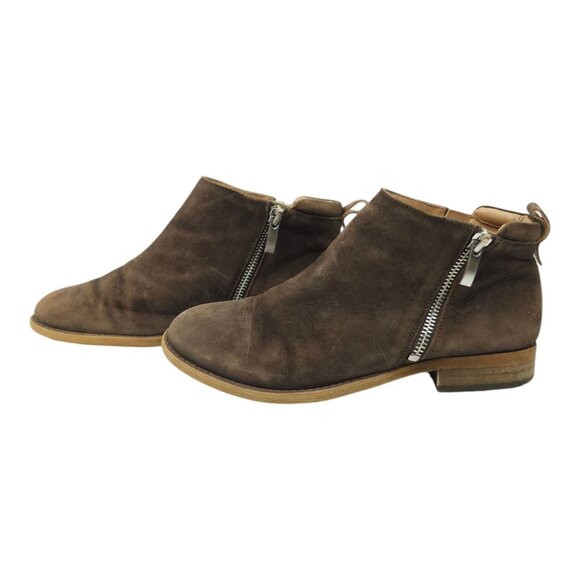 Franco Sarto Keegan Ankle Boot Nubuck Leather Booties Womens Size 6 M Double Zip - Picture 11 of 12